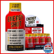 Vitamin Energy Fruit Punch Energy Shot 12 PK 260mg Caffeine B12 B6 Sugar Free
