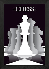 Schachfiguren Silhouette gerahmtes Wandbild Poster Leinwanddruck Bild