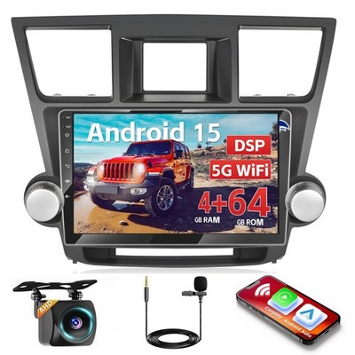DSP [4+64G] Android 15 Car Stereo for Toyota Highlander 2008-2014 with Wirele...