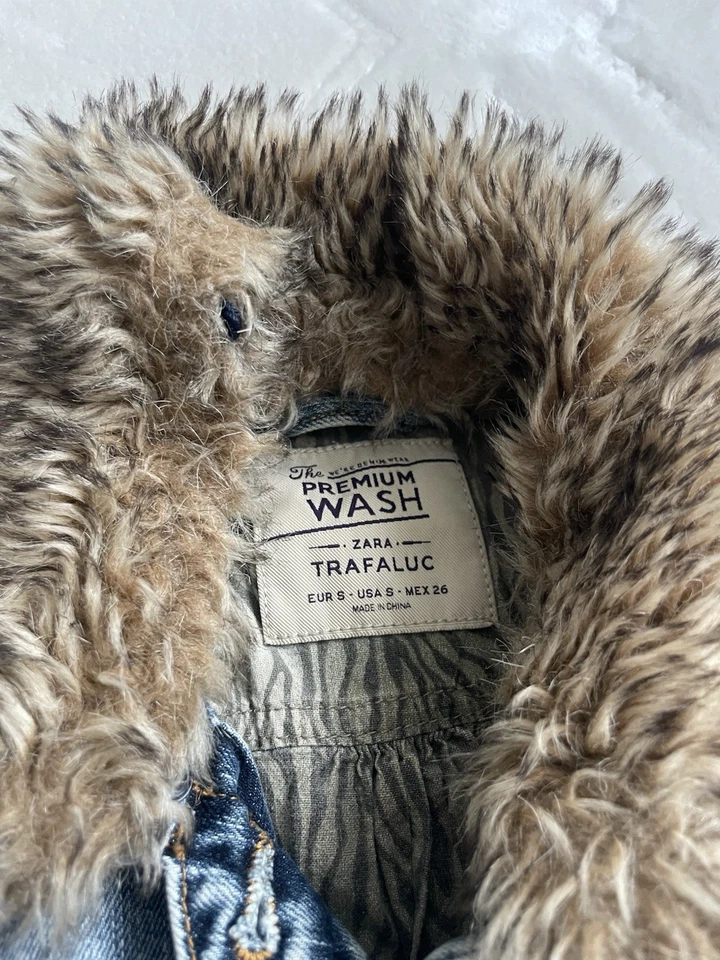 Zara Trafaluc denim jacket with faux fur collar – size S – Y2K vintage style - Bild 4 von 4