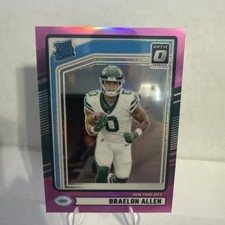 2024 PANINI DONRUSS OPTIC BRAELON ALLEN PINK ROOKIE RERACTOR #306 JETS MPK