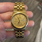 Vintage Seiko Chronograph Quartz Watch Gold Tone Dial 7A38 7289 A6 Original Band