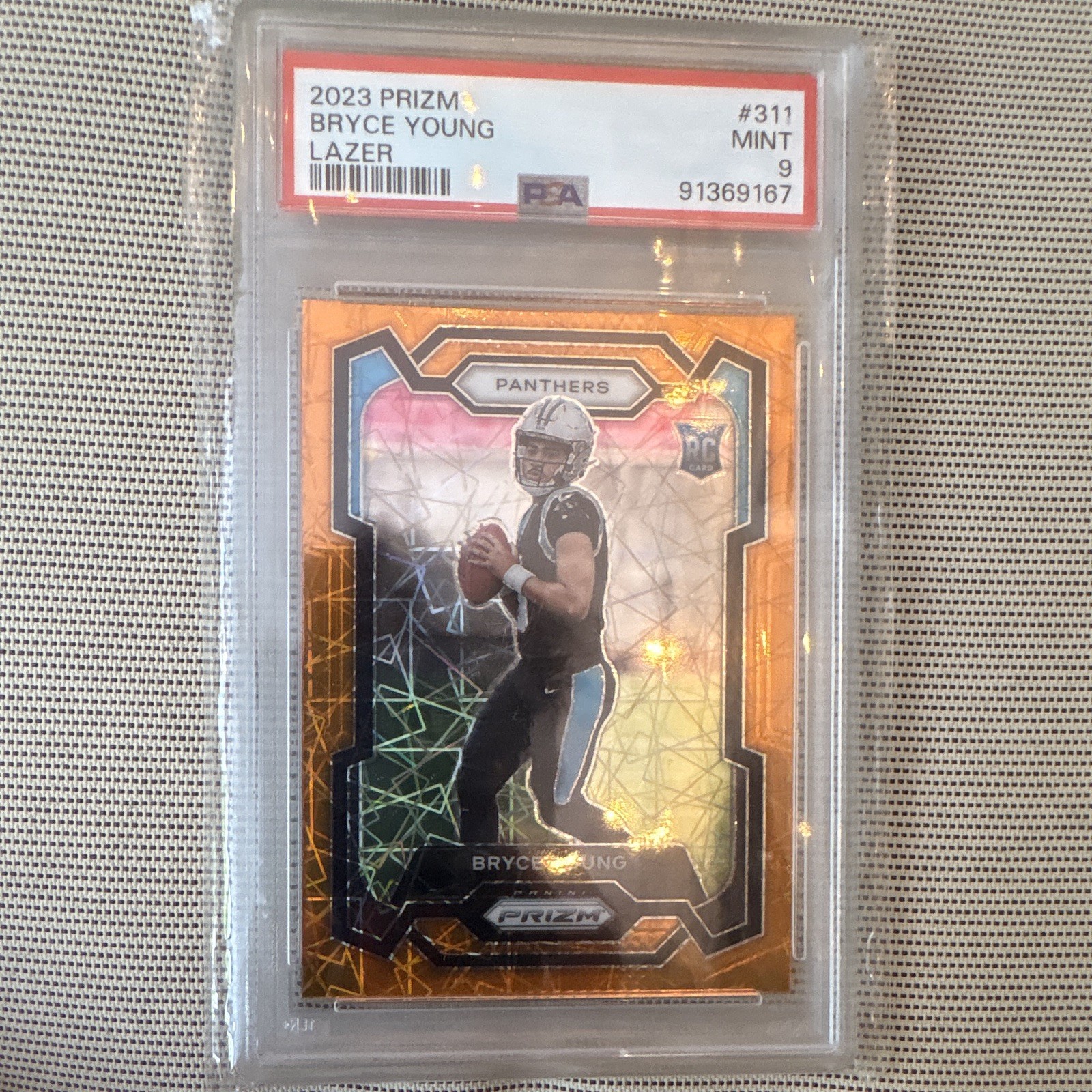 Panini 2023 Prizm Rookies Bryce Young Lazer Prizm #311 PSA 9 RC Panthers