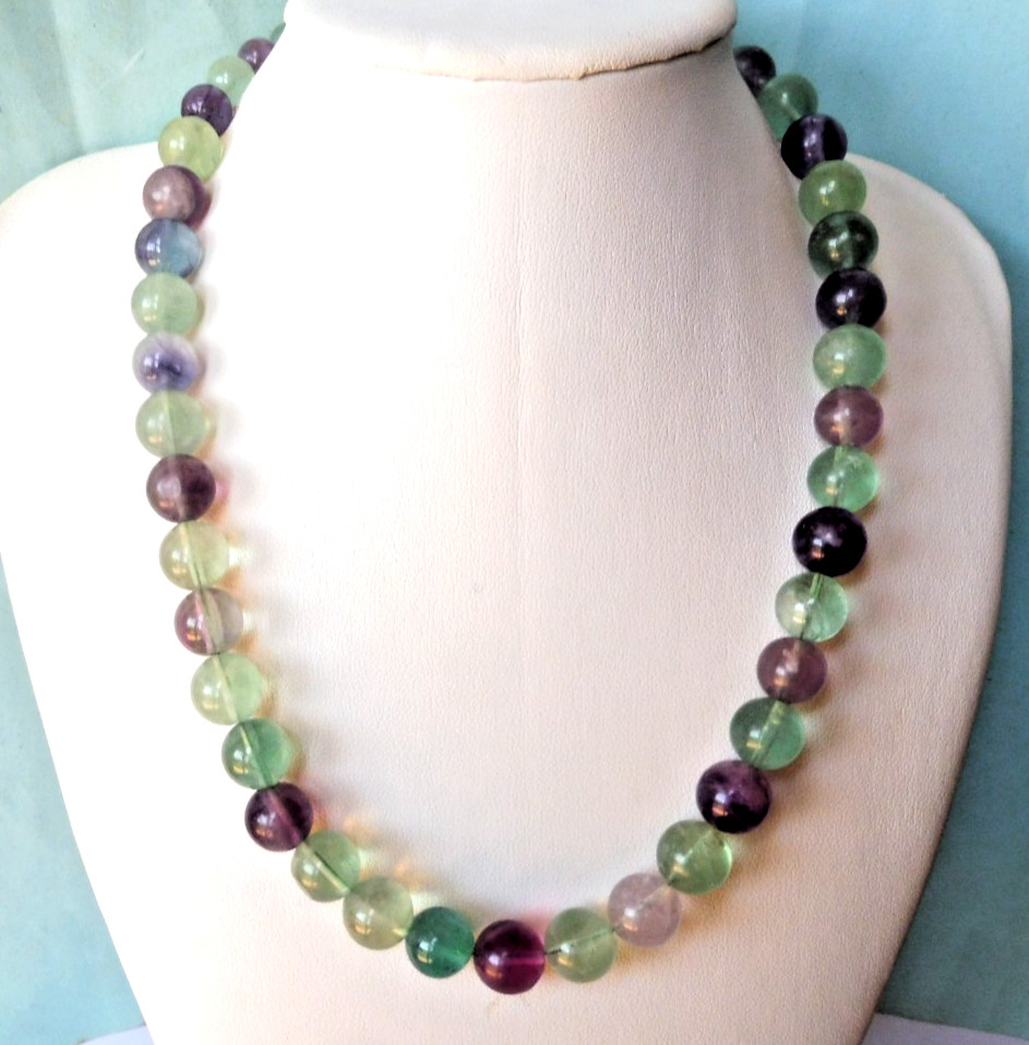 Collier fluorine 10mm véritable collier en argent massif de 45cm 335 Cts