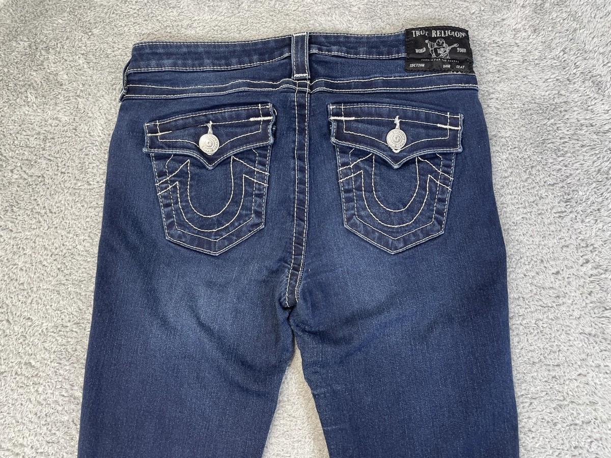 True Religion Jeans Womens 29 Blue Halle With Flap Skinny Stretch