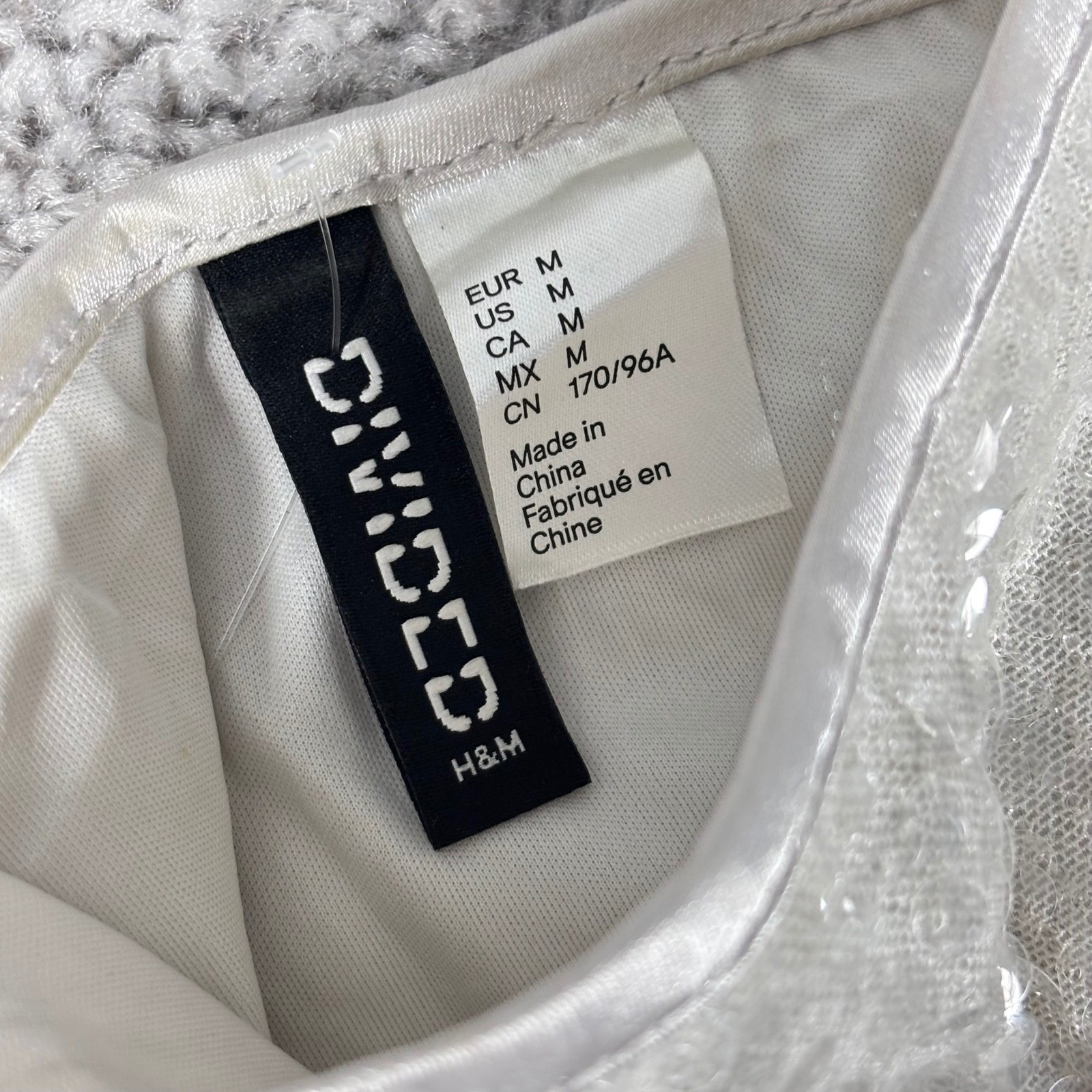 H&M Divided Silver Sequin Mini Dress Spaghetti Straps Party Clubwear (READ) thumbnail 2