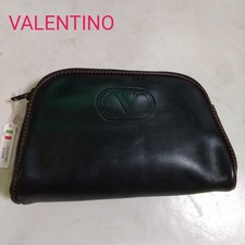 VALENTINO Black Leather Pouch Unisex