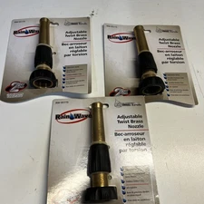  3 pc. Rain Wave Brass Twist Nozzle Water Hose Sprayer  Adjustable Metal Tip