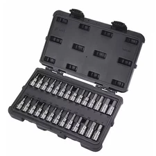 Westward 54Tl64 27-Piece Bit Socket Set: 3/8 In Drive Size, 1-27/32 In Length,