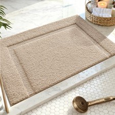 Khaki Bathroom Rug Mat Non Slip Absorbent Washable Microfiber 17x30 Inch