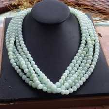 1pcs 8mm Certified pale Green Burma A JADE Jadeite Bead Necklace 20inches