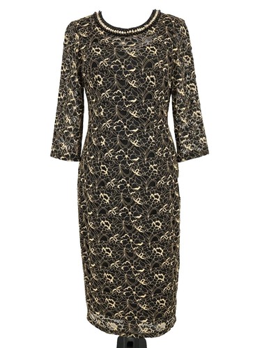 Liz Claiborne Womens Black Lace Dress Sheath Size 6 Short Sleeve Midi New |  eBay