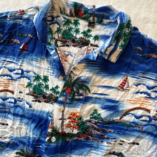Design In Italy Hawaiian Shirt Button Down Short Sleeve Island Men's2XL Vacation - Picture 2 of 8
