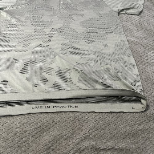 Lululemon Polo Men Large Metal Vent Tech Shirt Geo Camo Print Tan Carbon Dust - Picture 5 of 8