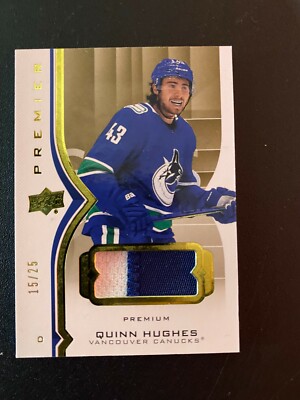 2020-21 Upper Deck Premier Hockey PREMIUM PATCH Relic Quinn Hughes 15 /25 