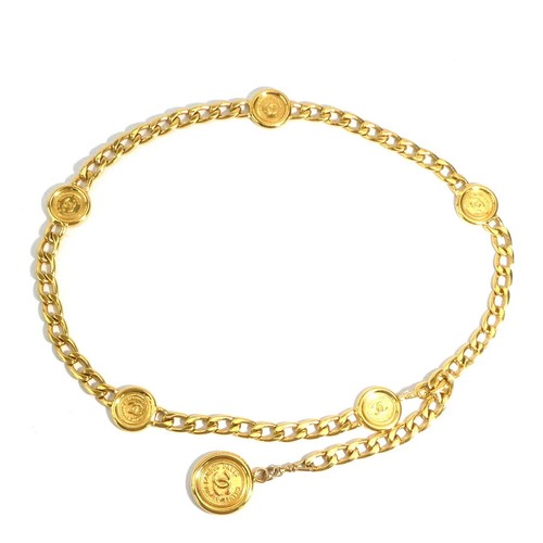CHANEL Necklace Belt Chain AUTH Coco Mark Vintage Rare Coin Medal Swing Ken GP - Picture 21 of 24