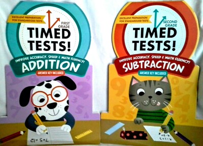 First & Second Grade Addition & Subtraction Timed Test Booklets Set of 2 NEW!