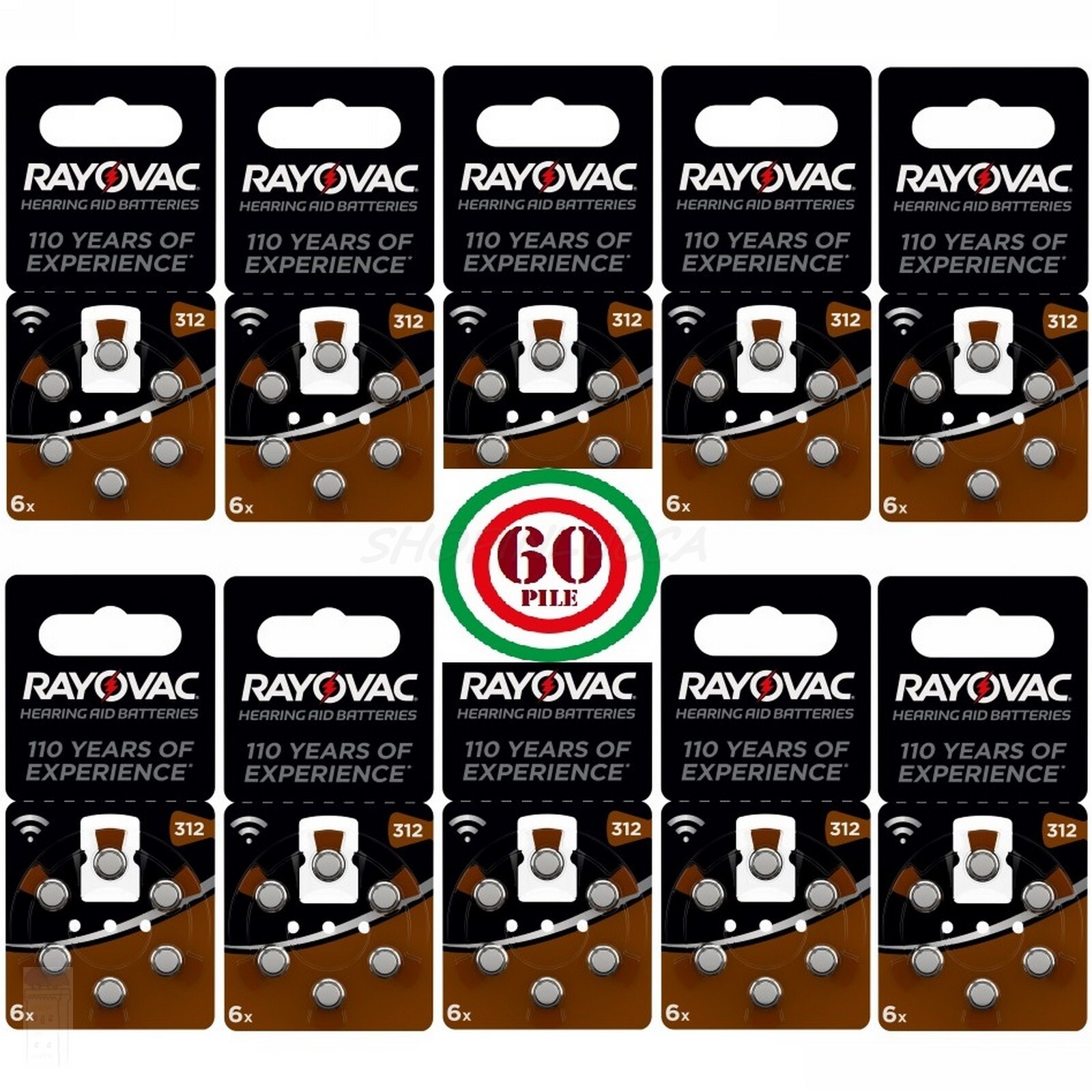 60 X Baterie Do Aparatów Słuchowych Rayovac Extra 675 + 4szt LR6 / AA