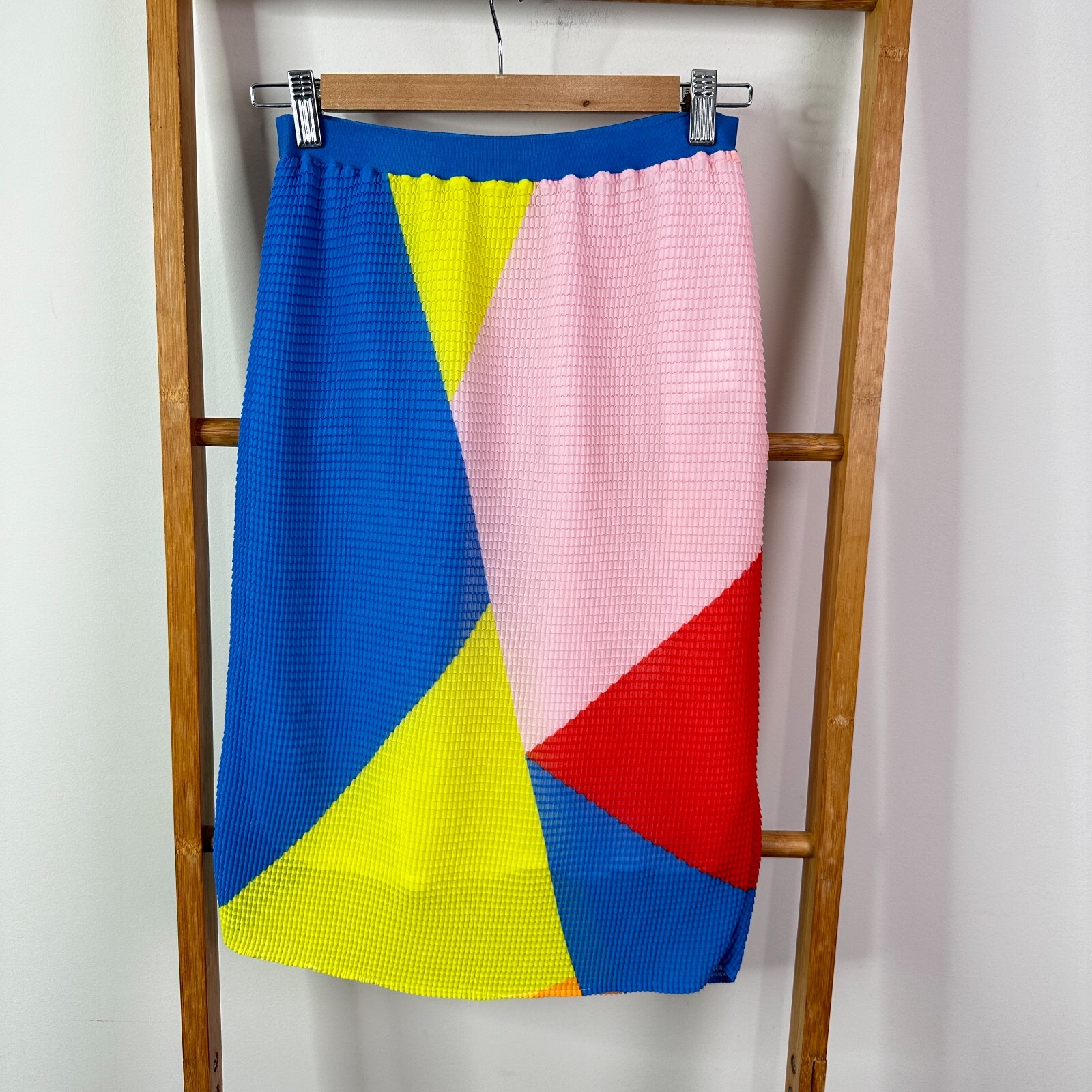 Gorman Womens Size 6 Skirt Multicolor Block Waffle Print Mid Rise Midi