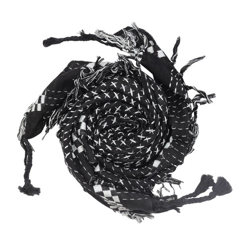 Kefiah foulard di cotone sciarpa palestinese motivo a croci nero bianco - Picture 2 of 9