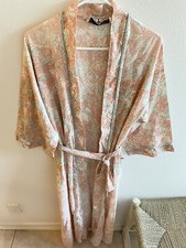 David Brown California Kaftan Robe Lounger Floral Pastel Mint Green SZ M