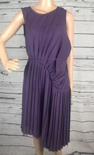 NWT Simply Vera Wang Dress Medium Plum Purple Pleated Asymmetrical Modern Bloom