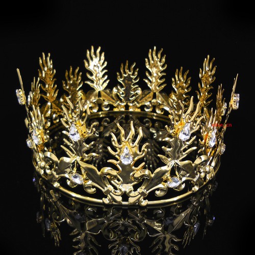 19 Styles Men's Imperial Medieval Fleur De Lis Gold King Metal Full Round Crown - Picture 42 of 64