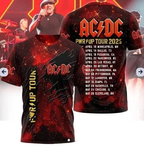 AC/DC 3D Apparel Power Up Tour 2025 US Unisex T-Shirt