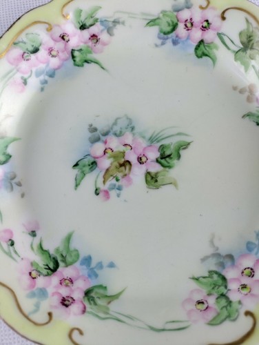 Vintage OPCO Syracuse China Romantic Pink Flowers Gold Gilded Dish Plate Handles - Picture 2 of 8