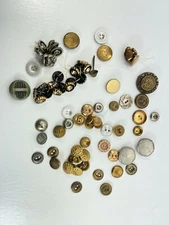 75+ Vintage Clothing Metal Button Lot 2 4 Hole Shank Misc.