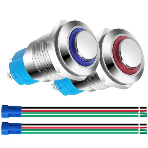 Lot De 10 Boutons-poussoirs Momentanés étanches SPST 12 Mm – 3A / 3-230V AC – Pour Voiture, Klaxon, éclairage – Noir