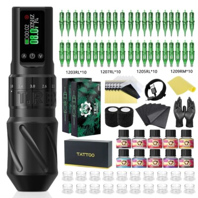 Tattoo Set T-Rex Kabellos Tattoo Kit Permanent Makeup Tattoomaschine Verstellbar