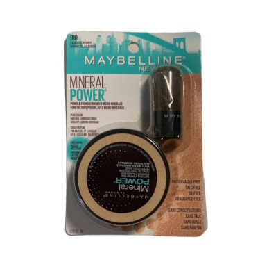 Maybelline Mineral Power Powder Foundation w/ Brush Talc Free, 910 Classic Ivory