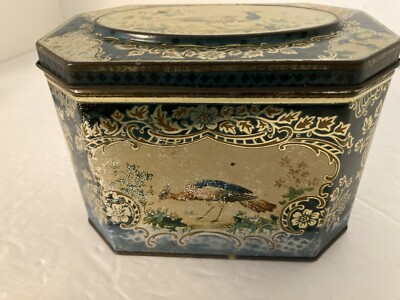 Antique Huntley & Palmers Bird of Paradise Biscuit Tin Reading & London England