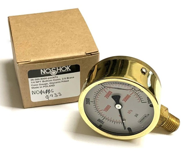 NOSHOK Pressure Gauge 253005000 PSI 1/4 NPT Bottom Conn for sale