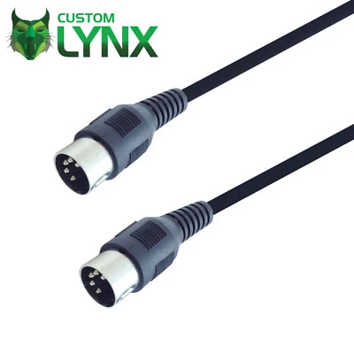 CUSTOM-LYNX 1m Midi Cable - 5 Pin Din Plugs - Keyboard, Synth, Effects, Audio Screened Lead