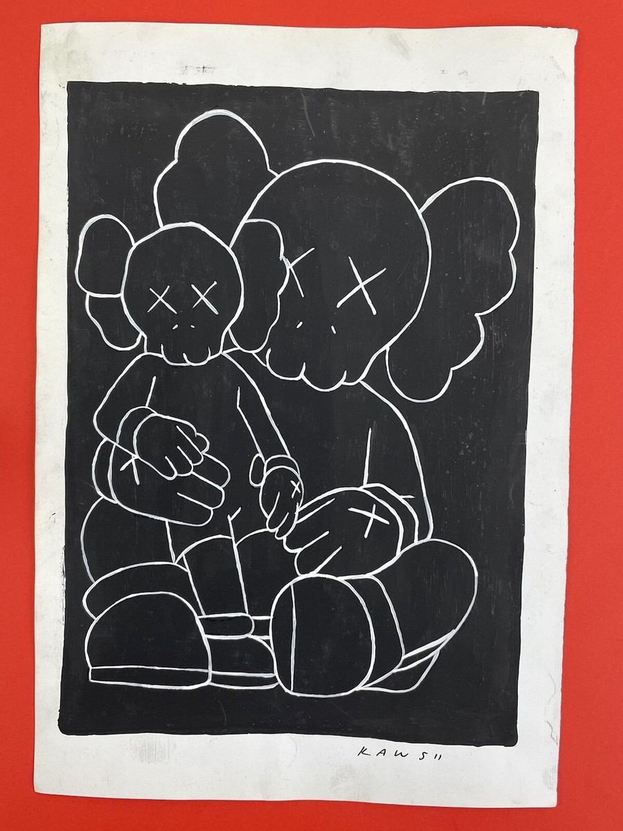 KAWS Drawing on paper (Handmade) signed and stamped | eBay