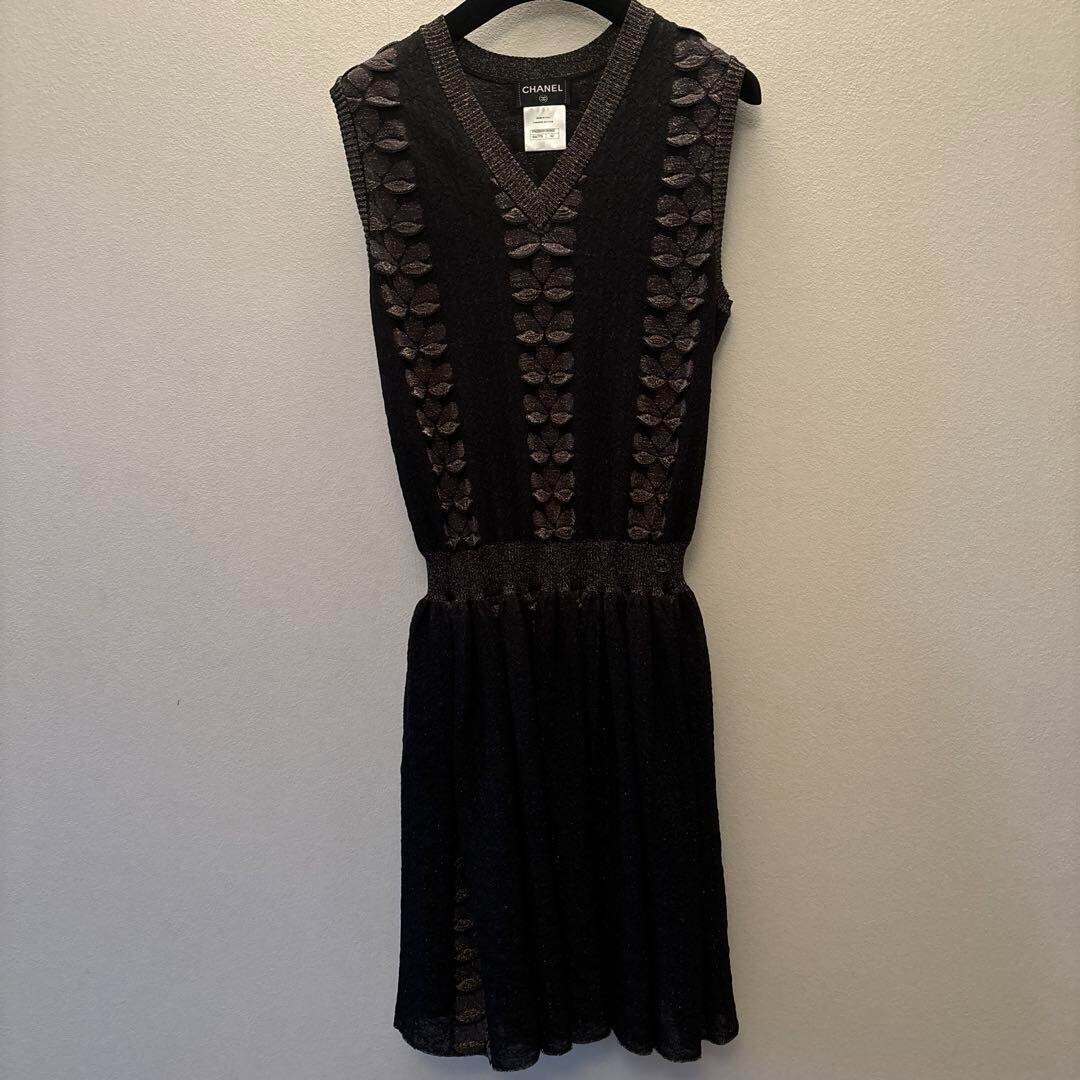 CHANEL P53294K06892 Knit Dress Inner Included Women Size 42 Black  
