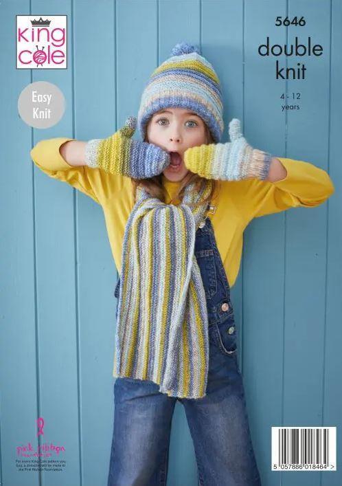 King Cole DK Easy Knit Knitting Pattern Accessories 5646
