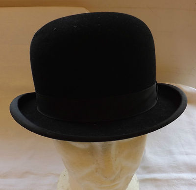 Original Vintage Herren schwarz Bowler Hut von G.A.Dunn Größe 6 7/8 Small (2409