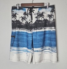 Burnside Mens Swim Board Shorts Palm Tree Tropical Print Size 34