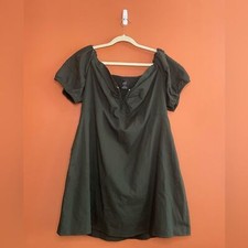 City Chic Linen Cotton Plus Size Martine Print Dress Womens Size M