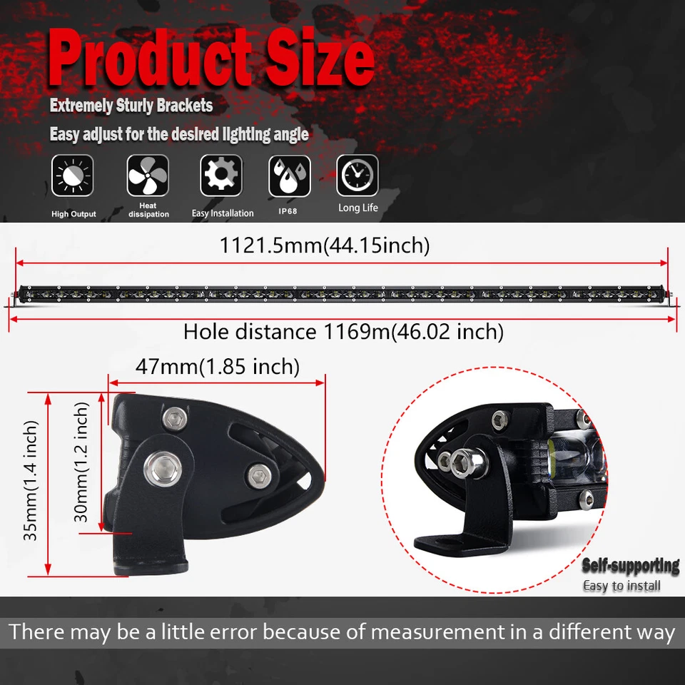 Barra de luz LED 6D 44 polegadas 1600W combo ponto caminhão condução offroad SUV 4WD barco 42" - Imagem 2 de 4