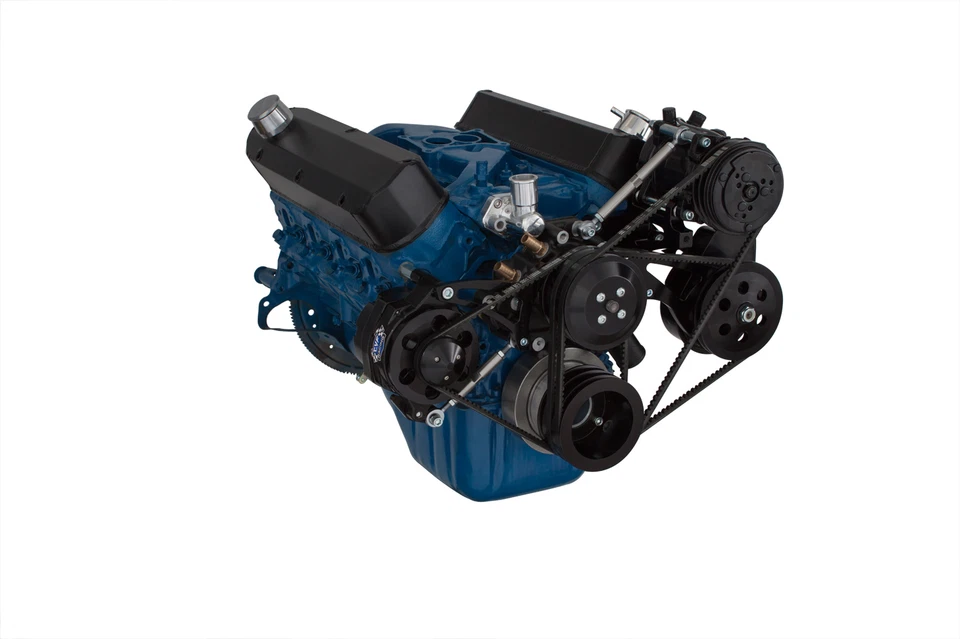 Kit de conversión de correa en V Ford 351W bloque pequeño negro aire acondicionado dirección asistida Saginaw SBF Foto 3 de 4