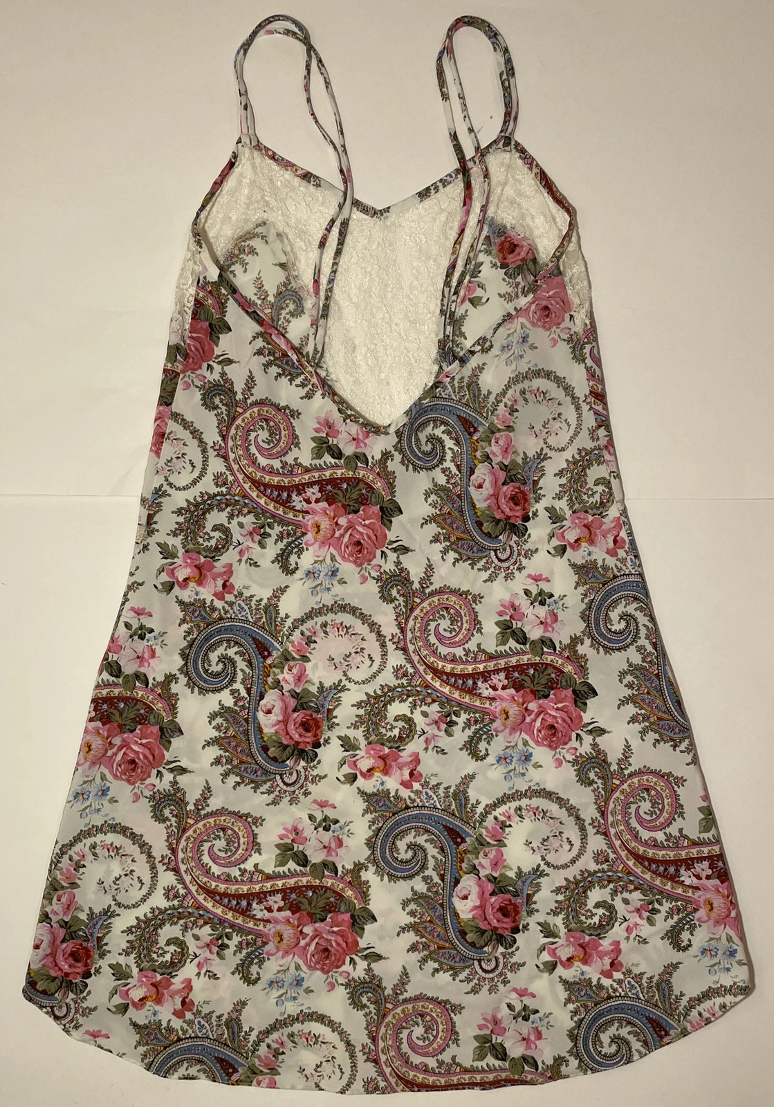 UNDERCOVER Camicia da notte vintage Victoria’s Secret Paisley Roses pizzo slip dress taglia P(S) usata in ottime condizioni!