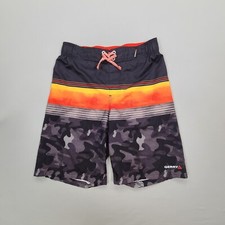 Gerry Swim Trunks Boys Large Black Gray Board Shorts Beach Ocean Pool Youth Kids