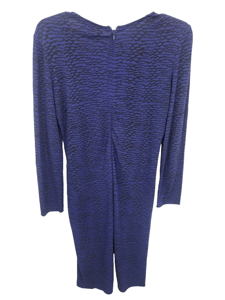 Armani Collezioni Dress Womens 8lue Black Print Ruched Waist Long Sleeve Stretch - Image 2 of 4