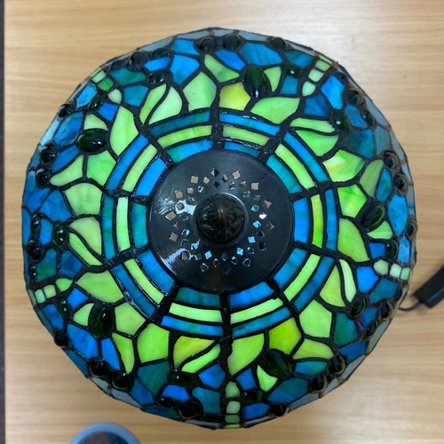 10 inch Tiffany Green Dragonfly Style Table Lamp Stained Glass Shade Home Decor - Picture 12 of 18