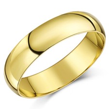 9ct Yellow Gold Ring Light D Shaped Wedding Ring Band (Solid & Hallmarked)