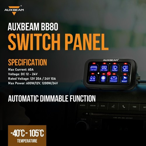 Auxbeam 8 Gang Switch Panel BB80 LED Controller Box+120PCS Switch Panel Sticker - Picture 3 of 12